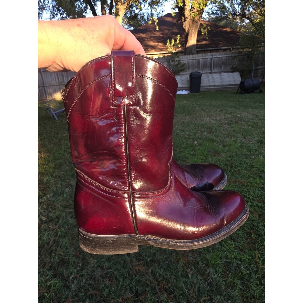 Ranchero Mens Burgundy Cherry Leather Western Cowboy Boots Made in Mexico 8.5 - Picture 10 of 10